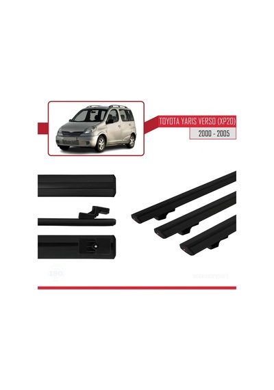 Toyota Yaris Verso Xp20 2000-2005 Arası İle Uyumlu Basic Model Ara Atkı Tavan Barı Siyah 3 Adet