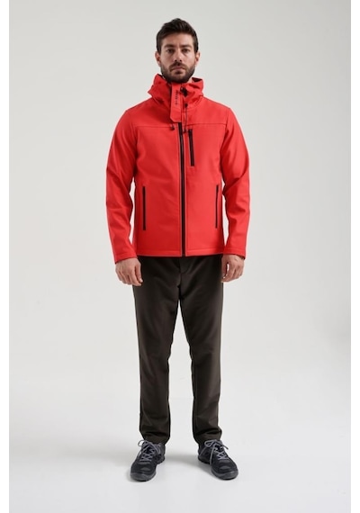 Exuma 2311100 Erkek Kırmızı Yağmur Rüzgar Geçirmez Softshell Özellikli Mont 001
