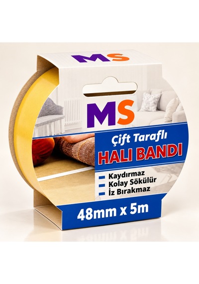 Premium Çift Taraflı Halı Bandı 48 Mm X 5 Metre Yapışkanlı Kaydırmaz Kaymaz Kilim Paspas Bantı