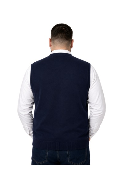 Battalmoda Erkek Büyük Beden Lacivert Cepli Triko Yelek 3xl-4xl-5xl-6xl