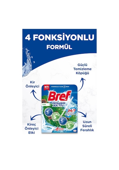 Bref Wc Power Aktiv Tekli Paket Katı Tuvalet Bloğu Çam 5'Li Set