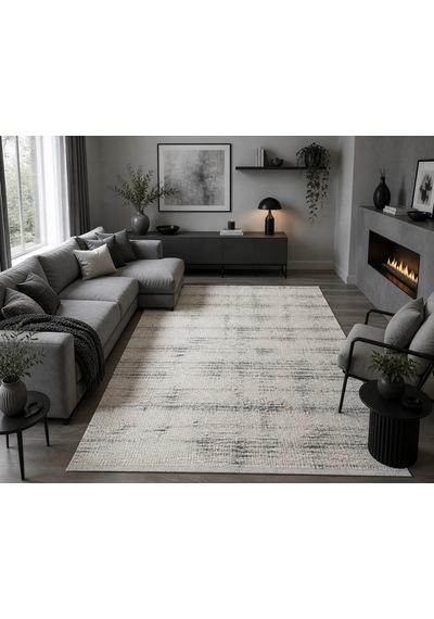 Hoom Rugs Sembol 2911 Gri Akrilik Dayanıklı Makine Halısı Gri Krem