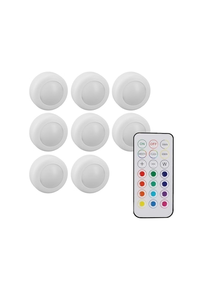 Powermaster Pm-27186 Led Mobilya Merdiven Pilli Aydınlatma Lamba 3m Yapışkanlı Kumandalı Rgb Renkli 4000k 8'li Paket Renkli