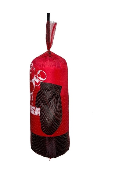 40cm Boks Torbası Çoçuklar İçin Eldiven Askılı Boxing Kum Torbası Kırmızı