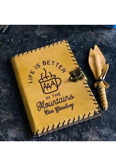 Doğa Severlere İsme Özel Deri Defter