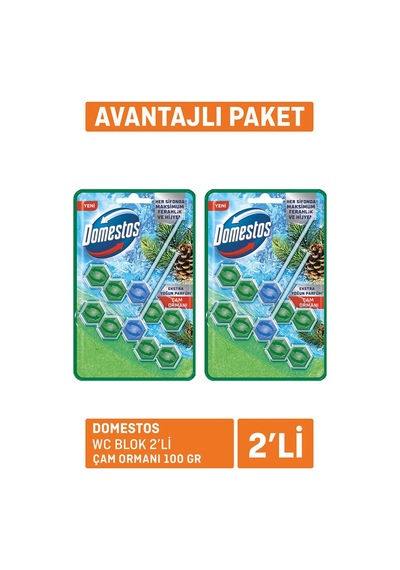 Domestos Wc Blok 2'li Çam Ferahlığı 2x100 G - 6 Adet Tarı