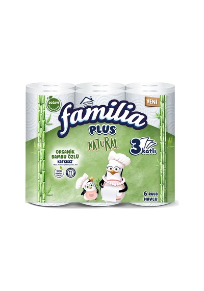 Familia Plus Natural Havlu 6'lı - 5 Adet Tarı