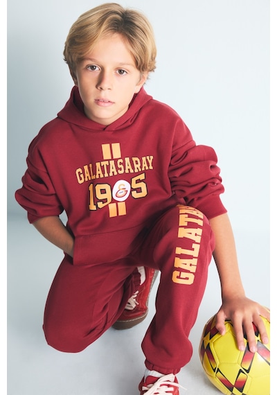 Defacto Galatasaray Baskılı Kanguru Cepli Kapüşonlu Sweatshirt Erkek Çocuk I6540a826wnrd119 Kırmızı-rd119