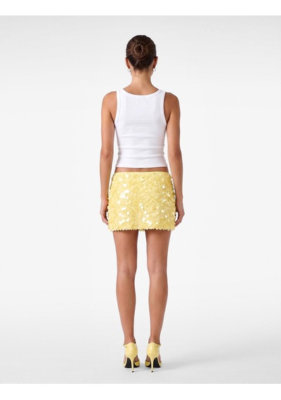 Koton Pullu Payetli A Kesim Slim Fit Mini Abiye Etek Sarı 7wak70002fw