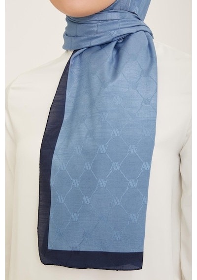 Armine Trend Monogram Şal 2-150 - Mavi Mavi
