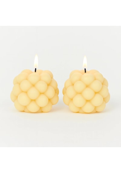 Dekoratif 2'li Kokulu Top Bubble Mum Minimal Pinterest Tasarım 5cm Beyaz