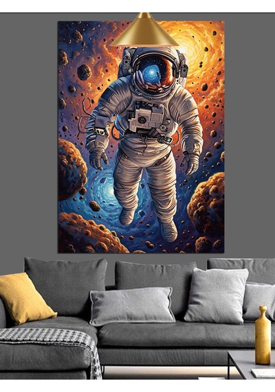 Astronot Uzay Yürüyüşü Manzarası Dekoratif Kanvas - Mdf Ahşap Tablo