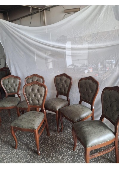Sandalye Klasik 90613 Model Kayın Aslan Ayak Ceviz Nubuk Kumaş 6 Adet El Yapım Kahverengi Sandalye Klasik 90613 Model Kayın Aslan Ayak Ceviz Nubuk Kumaş 6 Adet El Yapım Kahverengi