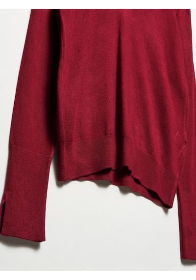 Dilvin 10427 V Yaka Kolu Yırtmaçlı Kazak-bordo Bordo