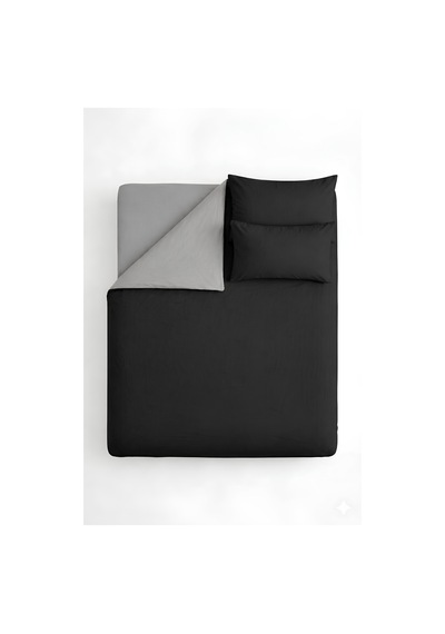 Siyah & Gri Çift Kişilik Nevresim Takımı - Modern Minimal Seri Siyah-gri