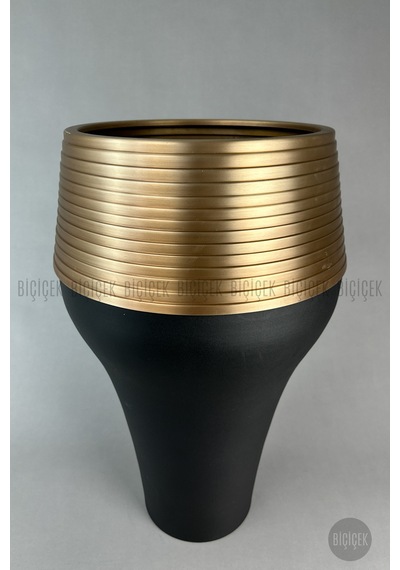 Biçiçek Cleopatra Saksı 70cm Si̇yah Gold