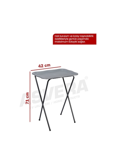 Asvera Zenith Pratik Katlanabilir Kamp Sehpası - Metal Gövdeli Portatif Balkon Ve Piknik Masası Diğer