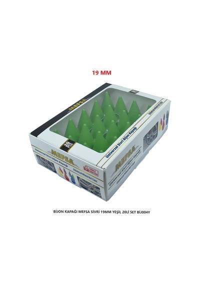Bijon Kapağı Sivri 19 Mm Yeşil 20 Li Set