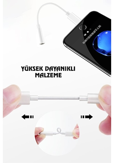 Iphone Ipad Ios Lightning Tak Çalıştır Kulaklık Araç Aux Çevirici Dönüştürücü 3.5mm Uyumlu Kl0263, One Si Beyaz