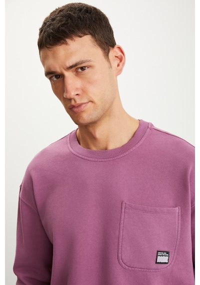 Grimelange Dımıtrı Erkek Soluk Efektlı Ceplı Süs Etiketli Oversıze Fit Bordo Sweatshirt