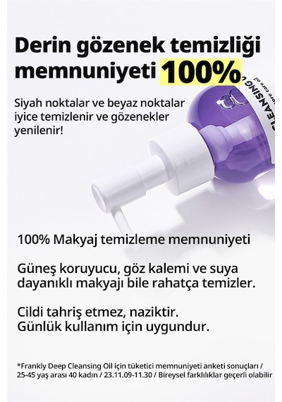 Frankly Bha İçeren Siyah Nokta Arındırıcı Derinlemesine Makyaj Temizleme Yağı 200 ML