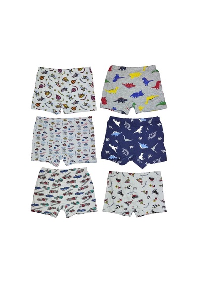 6 Adet Likralı Erkek Çocuk Empirme Desenli Mody Penye Boxer 001