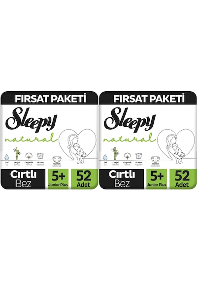 Sleepy Bebek Bezi Naturel 13-20 Kg Junior Plus 104 Adet 5+ Numara