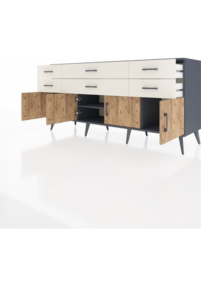 Hyperion Konsol 2 Raflı 6 Çekmeceli 4 Kapaklı 176x44x83 Antrasit-çam/aytaşı Çam/aytaşı Hyperion Konsol 2 Raflı 6 Çekmeceli 4 Kapaklı 176x44x83 Antrasit-çam/aytaşı Çam/aytaşı