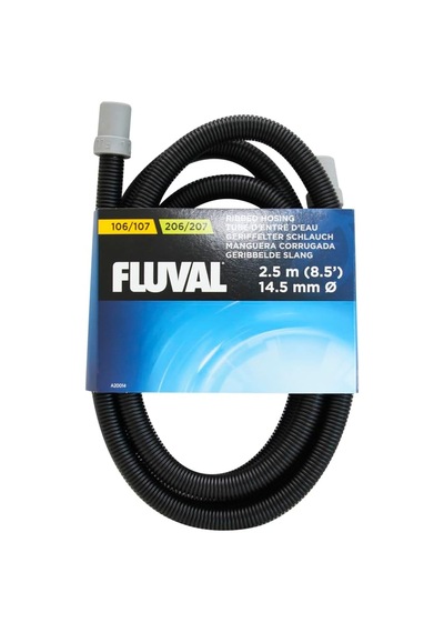 Fluval Oluklu Yedek Hortum 2,5 M, Çap 24/28 Mm Fluval Dış Filtre 104, 204, 105, 205, 106 Ve 206 İçin, Siyah/gri