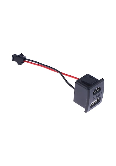 Type-c / Usb A Dişi Soket Kavisli 2 Pin 10cm Kablo Jst Çift Usb 5v 2a Panel Montaj Cep Tel Tablet