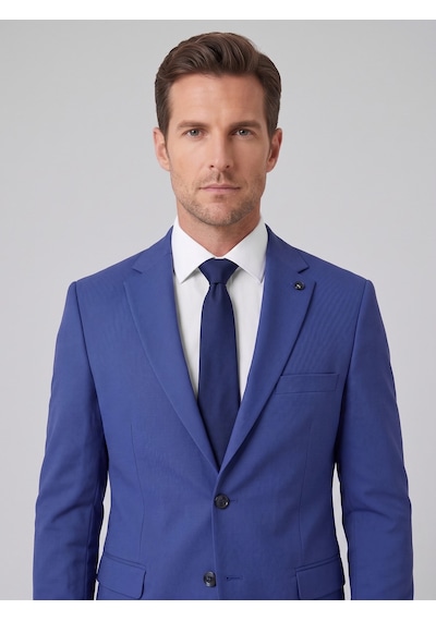 Tk6893 Erkek Klasik 2 Li Takım Elbise 2 Düğmeli Slim Fit Esnek Kumaş Çift Yırtmaçlı 7 Drop İndigo