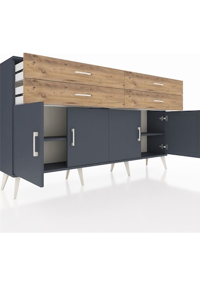Arges Konsol 2 Raflı 4 Çekmeceli 8 Kapaklı 176x30x99 Antrasit-ant Antrasit-antrasit/çam Arges Konsol 2 Raflı 4 Çekmeceli 8 Kapaklı 176x30x99 Antrasit-ant Antrasit-antrasit/çam