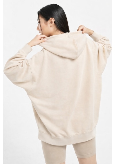 Nike Sportswear Essentials Oversize Fleece Full Zip Hoodie Kadın Oversize Kapüşonlu Sweatshirt Krem Krem