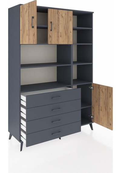 Hyperion Dolap 9 Raflı 4 Çekmeceli 3 Kapaklı 132x44x195 Antrasit-çam/antrasit Atlas Çam/antrasıt Hyperion Dolap 9 Raflı 4 Çekmeceli 3 Kapaklı 132x44x195 Antrasit-çam/antrasit Atlas Çam/antrasıt