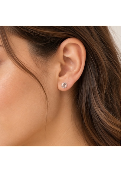 Servi 925 Ayar Gümüş Rose Glow 4 Mm Pembe Zirkon Taşlı Tektaş Küpe -524