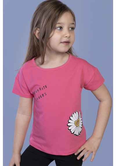 Toontoy Kids Toontoy Kız Çocuk Papatya Baskılı Tişört Fuşya