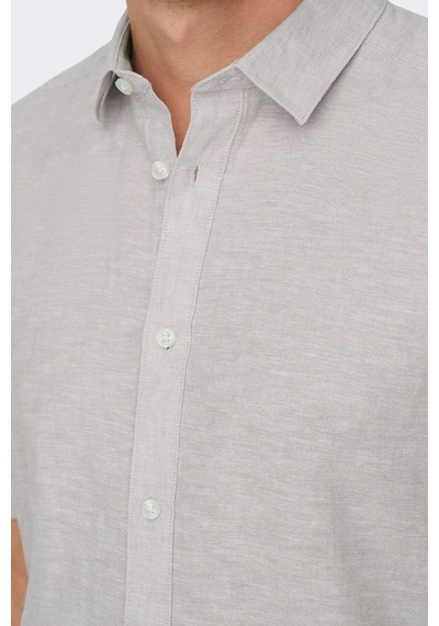 Only & Sons Erkek Onscaıden Slim Fit Kısa Kollu Keten Gömlek 22009885 Lila