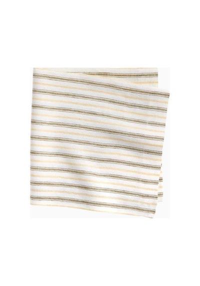 Crate & Barrel Jake Arnold Brighton Peçete, %100 Avrupa Keteni Renkli Çizgili Tasarım Runner Bej 55 X 55