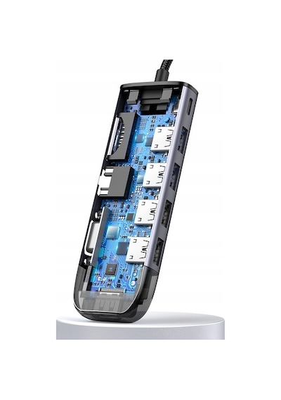 Mcdodo Hu-7420 10İn1 Type-C Gigabit Lan+Hdmı+Apple Uyumlu MacBook +Vga Çevirici Çoklayıcı Adaptör-Gri