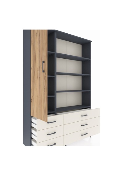 Arges Dolap 8 Raflı 6 Çekmeceli Tek Kapaklı 132x30x195 Antrasit-çam/aytaşı Atlas Çam/aytası Arges Dolap 8 Raflı 6 Çekmeceli Tek Kapaklı 132x30x195 Antrasit-çam/aytaşı Atlas Çam/aytası