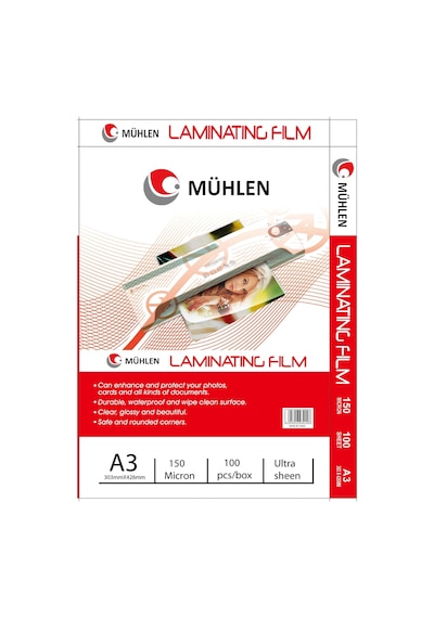 Mühlen A3 - 150 Micron Laminasyon Makinesi Filmi 150 Mc A3 1 Paket 100 Adet