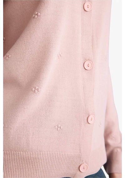 Defacto Regular Fit Bisiklet Yaka Triko Hırka G7634ax26sppn681 Pembe-pn681