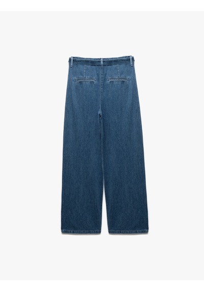 Koton Yüksek Bel Geniş Paça Kemer Detaylı Pileli Jean Pantolon Orta İndigo 5sal40167md Indigo Koton Yüksek Bel Geniş Paça Kemer Detaylı Pileli Jean Pantolon Orta İndigo 5sal40167md Indigo