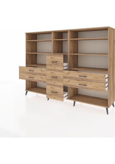 Hyperion Dolap 8 Raflı 7 Çekmeceli 220x44x163 Çam-çam Çam-çam