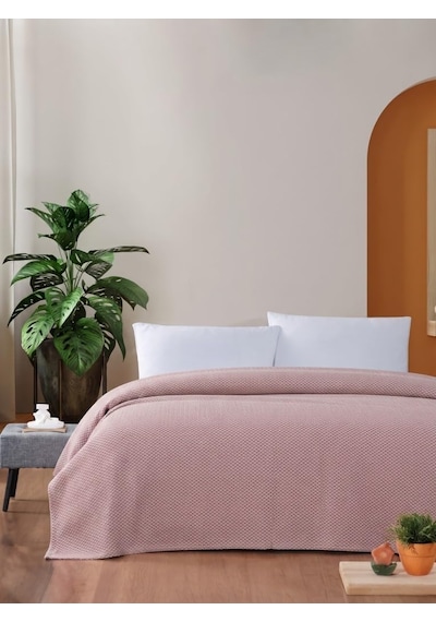 Macar Tek Kişilik Pike Pamuklu Yatak Örtüsü 170x230 Pembe Diğer