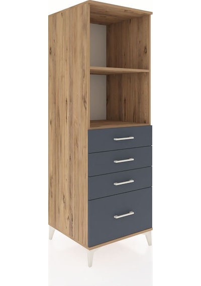 Kronos Dolap 2 Raflı 4 Çekmeceli 60x59x182 Çam-antrasit Atlas Çam