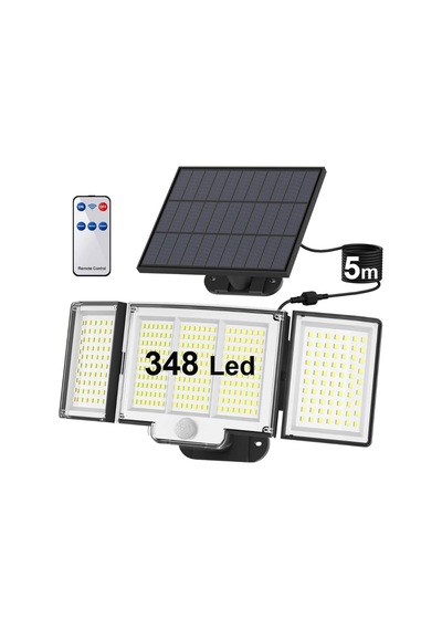 348 Ledli, Güneş Enerjili, Hareket Sensörlü, 3 Taraflı Aydınlatma/gt-sl30