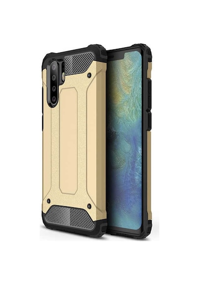 Noktaks - P30 Pro Uyumlu - Kılıf Çift Katman Zırh Tank Crash Military Kapak - Gold Gold