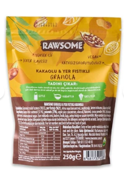 Glutensiz Yerfıstıklı Kakaolu Granola 250 G