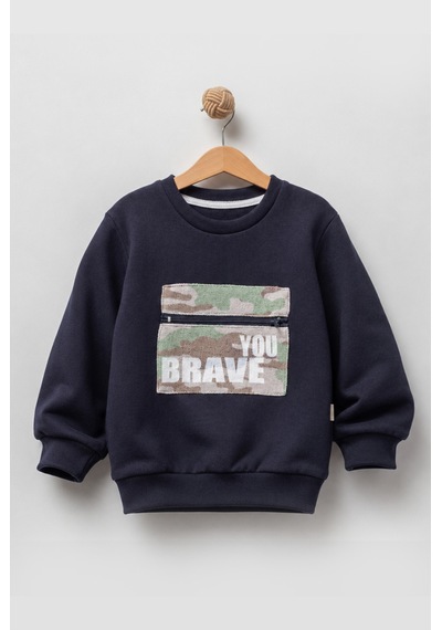 Overdo Kids Erkek Çocuk Kamuflaj Desenli Uzun Kol Sweatshirt Lacivert